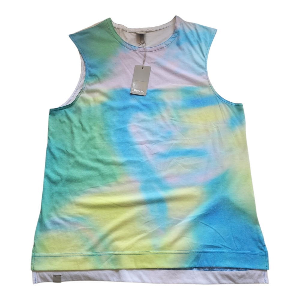 LG Bench Tie-Dye Muscle Tee in Blue, Green & Yellow
